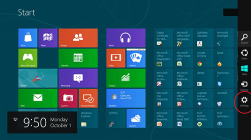 Windows 8 Desktop, Charms Bar